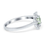 Art Deco Round Natural Stone Flower Ring