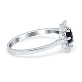 Art Deco Round Natural Stone Flower Ring