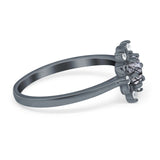 Art Deco Round Natural Stone Flower Ring