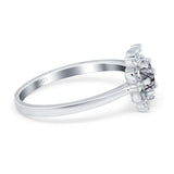 Art Deco Round Natural Stone Flower Ring