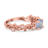 Round Natural Stone Filigree Beaded Ring