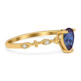 Art Deco Pear Natural Stone Wedding Ring