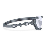 Art Deco Pear Natural Stone Wedding Ring