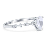 Art Deco Pear Natural Stone Wedding Ring