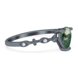 Art Deco Pear Natural Stone Wedding Ring