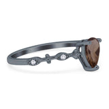 Art Deco Pear Natural Stone Wedding Ring