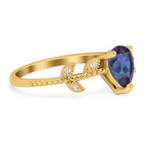 Leaf Style Pear Natural Stone Beaded Ring