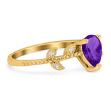 Leaf Style Pear Natural Stone Beaded Ring