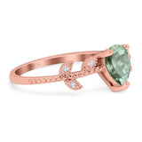 Leaf Style Pear Natural Stone Beaded Ring