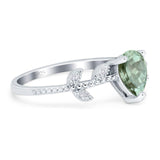 Leaf Style Pear Natural Stone Beaded Ring