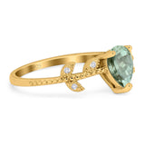 Leaf Style Pear Natural Stone Beaded Ring