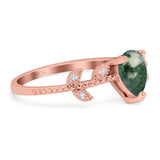 Leaf Style Pear Natural Stone Beaded Ring