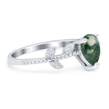 Leaf Style Pear Natural Stone Beaded Ring