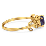 Round Natural Stone Leaf Style Ring