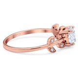 Round Natural Stone Leaf Style Ring