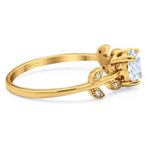 Round Natural Stone Leaf Style Ring