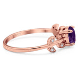 Round Natural Stone Leaf Style Ring