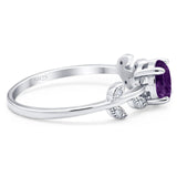 Round Natural Stone Leaf Style Ring