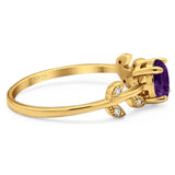 Round Natural Stone Leaf Style Ring