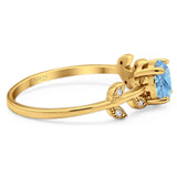 Round Natural Stone Leaf Style Ring