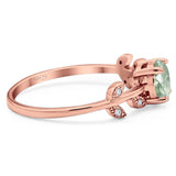 Round Natural Stone Leaf Style Ring