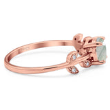 Round Natural Stone Leaf Style Ring