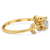 Round Natural Stone Leaf Style Ring