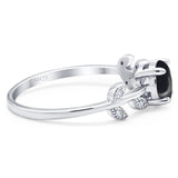 Round Natural Stone Leaf Style Ring