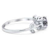 Round Natural Stone Leaf Style Ring
