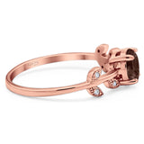 Round Natural Stone Leaf Style Ring