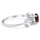 Round Natural Stone Leaf Style Ring