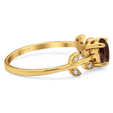 Round Natural Stone Leaf Style Ring