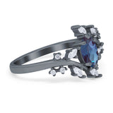 Floral Oval Natural Stone Wedding Ring