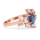 Floral Oval Natural Stone Wedding Ring