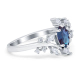 Floral Oval Natural Stone Wedding Ring