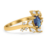 Floral Oval Natural Stone Wedding Ring