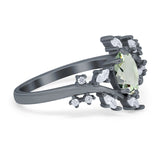 Floral Oval Natural Stone Wedding Ring