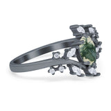 Floral Oval Natural Stone Wedding Ring
