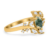 Floral Oval Natural Stone Wedding Ring