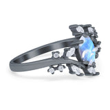 Floral Oval Natural Stone Wedding Ring