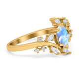Floral Oval Natural Stone Wedding Ring