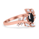 Floral Oval Natural Stone Wedding Ring