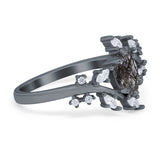 Floral Oval Natural Stone Wedding Ring