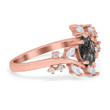 Floral Oval Natural Stone Wedding Ring