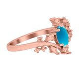 Floral Oval Natural Stone Wedding Ring