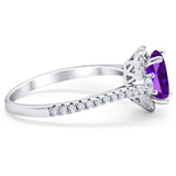 Art Deco Oval Natural Stone Halo Ring