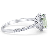 Art Deco Oval Natural Stone Halo Ring