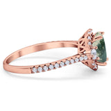 Art Deco Oval Natural Stone Halo Ring