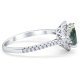 Art Deco Oval Natural Stone Halo Ring