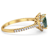 Art Deco Oval Natural Stone Halo Ring